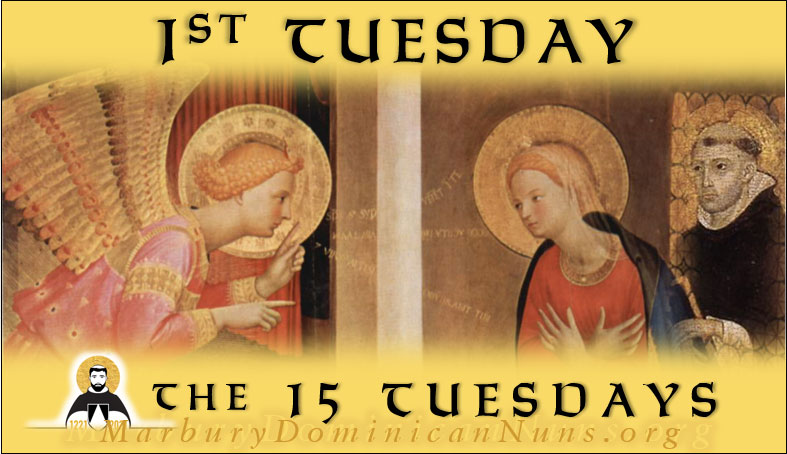 Header for 1st Tuesday with painting of the Annunciation with St. Dominic added.