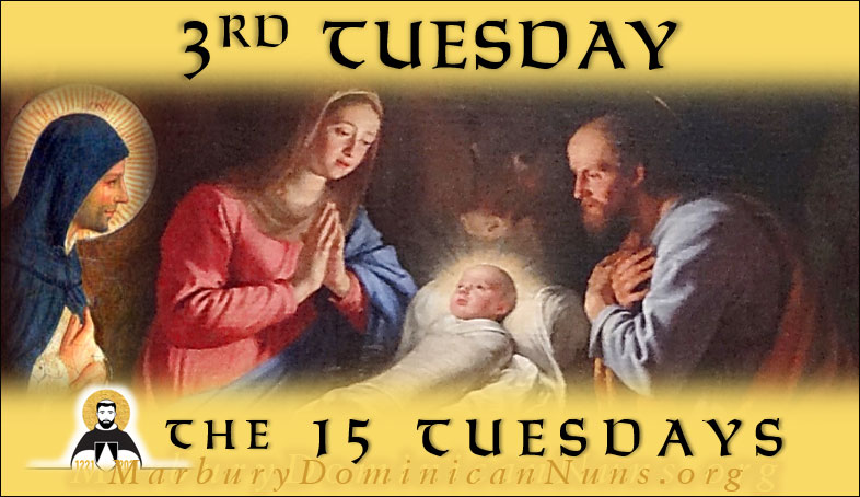 Header for 3rd Tuesday with painting of the Nativity with St. Dominic added.