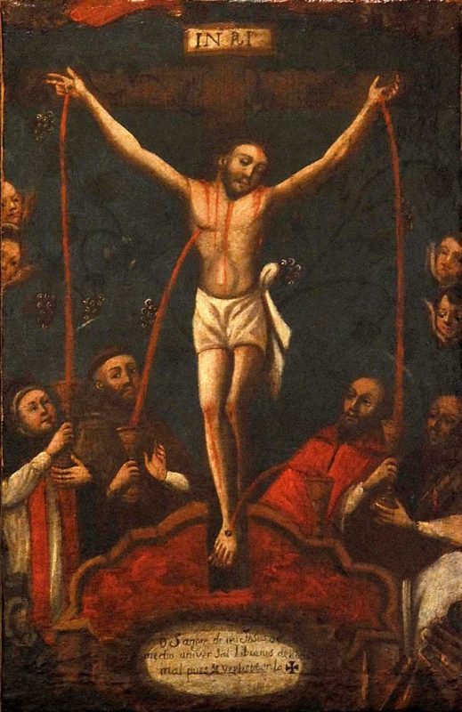 Image of the Crucifixion highlighting the Precious Blood of Jesus