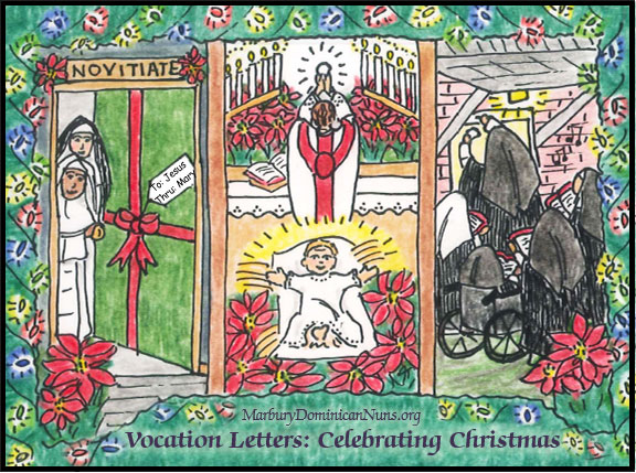 Vocation Letters cartoon for Dominican nuns at Christmas time.